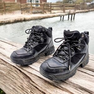 Black Leather Unisex Work Boots M 7 W 8.5 Ace 69238 Voyager